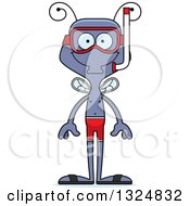 Clipart Of A Cartoon Happy Housefly In Snorkel Gear Royalty Free Vector Illustration