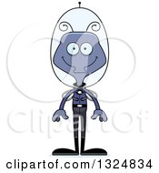 Clipart Of A Cartoon Happy Futuristic Space Housefly Royalty Free Vector Illustration