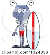 Clipart Of A Cartoon Happy Housefly Surfer Royalty Free Vector Illustration by Cory Thoman