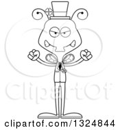 Lineart Clipart Of A Cartoon Black And White Mad Irish St Patricks Day Housefly Royalty Free Outline Vector Illustration