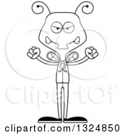 Lineart Clipart Of A Cartoon Black And White Mad Business Housefly Royalty Free Outline Vector Illustration