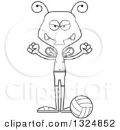 Poster, Art Print Of Cartoon Black And White Mad Housefly Beach Volleyball Player