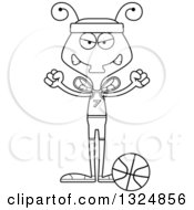 Poster, Art Print Of Cartoon Black And White Mad Housefly Basketball Player