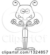 Lineart Clipart Of A Cartoon Black And White Mad Housefly Doctor Royalty Free Outline Vector Illustration
