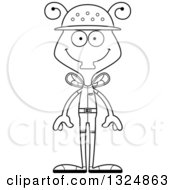 Lineart Clipart Of A Cartoon Black And White Happy Housefly Zookeeper Royalty Free Outline Vector Illustration