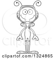 Lineart Clipart Of A Cartoon Black And White Happy Housefly Wrestler Royalty Free Outline Vector Illustration