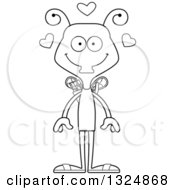 Lineart Clipart Of A Cartoon Black And White Happy Housefly Cupid Royalty Free Outline Vector Illustration