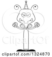 Lineart Clipart Of A Cartoon Black And White Mad Housefly Wizard Royalty Free Outline Vector Illustration