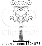 Lineart Clipart Of A Cartoon Black And White Mad Housefly Zookeeper Royalty Free Outline Vector Illustration