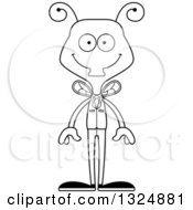 Lineart Clipart Of A Cartoon Black And White Happy Business Housefly Royalty Free Outline Vector Illustration