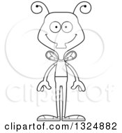 Lineart Clipart Of A Cartoon Black And White Happy Casual Housefly Royalty Free Outline Vector Illustration