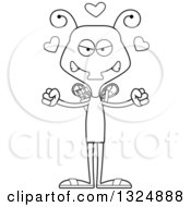 Lineart Clipart Of A Cartoon Black And White Mad Housefly Cupid Royalty Free Outline Vector Illustration