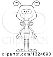 Lineart Clipart Of A Cartoon Black And White Happy Housefly Swimmer Royalty Free Outline Vector Illustration