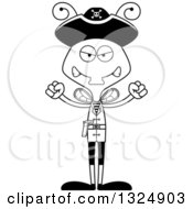 Poster, Art Print Of Cartoon Black And White Mad Housefly Pirate