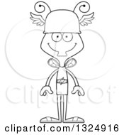 Lineart Clipart Of A Cartoon Black And White Happy Housefly Hermes Royalty Free Outline Vector Illustration