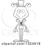 Lineart Clipart Of A Cartoon Black And White Happy Irish St Patricks Day Housefly Royalty Free Outline Vector Illustration