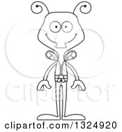 Lineart Clipart Of A Cartoon Black And White Happy Karate Housefly Royalty Free Outline Vector Illustration