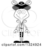 Poster, Art Print Of Cartoon Black And White Happy Housefly Pirate