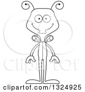 Lineart Clipart Of A Cartoon Black And White Happy Housefly In Pjs Royalty Free Outline Vector Illustration