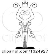 Lineart Clipart Of A Cartoon Black And White Happy Housefly Prince Royalty Free Outline Vector Illustration