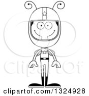 Lineart Clipart Of A Cartoon Black And White Happy Housefly Race Car Driver Royalty Free Outline Vector Illustration