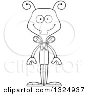 Lineart Clipart Of A Cartoon Black And White Happy Housefly Doctor Royalty Free Outline Vector Illustration