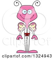 Clipart Of A Cartoon Happy Pink Karate Butterfly Royalty Free Vector Illustration