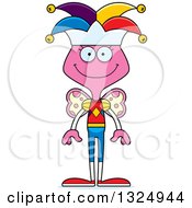 Poster, Art Print Of Cartoon Happy Pink Butterfly Jester