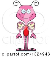 Poster, Art Print Of Cartoon Happy Pink Butterfly Swimmer