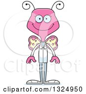 Clipart Of A Cartoon Happy Pink Butterfly Doctor Royalty Free Vector Illustration