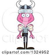 Poster, Art Print Of Cartoon Happy Pink Butterfly Viking