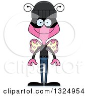 Clipart Of A Cartoon Happy Pink Butterfly Robber Royalty Free Vector Illustration