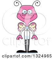 Poster, Art Print Of Cartoon Happy Pink Butterfly Scientist