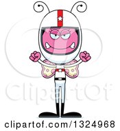 Clipart Of A Cartoon Mad Pink Butterfly Race Car Driver Royalty Free Vector Illustration