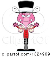 Poster, Art Print Of Cartoon Mad Pink Butterfly Circus Ringmaster