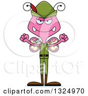 Clipart Of A Cartoon Mad Pink Butterfly Robin Hood Royalty Free Vector Illustration
