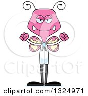 Clipart Of A Cartoon Mad Pink Butterfly Scientist Royalty Free Vector Illustration