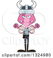 Poster, Art Print Of Cartoon Mad Pink Butterfly Viking