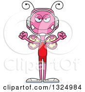 Clipart Of A Cartoon Mad Pink Butterfly Wrestler Royalty Free Vector Illustration