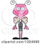 Poster, Art Print Of Cartoon Happy Pink Business Butterfly