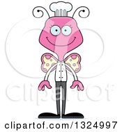 Clipart Of A Cartoon Happy Pink Butterfly Chef Royalty Free Vector Illustration