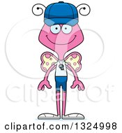 Poster, Art Print Of Cartoon Happy Pink Butterfly Sports Coach