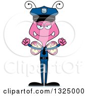 Poster, Art Print Of Cartoon Mad Pink Butterfly Police Officer