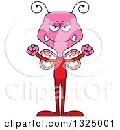 Clipart Of A Cartoon Mad Pink Butterfly In Pjs Royalty Free Vector Illustration