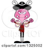 Poster, Art Print Of Cartoon Mad Pink Butterfly Pirate