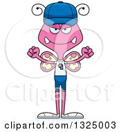 Clipart Of A Cartoon Mad Pink Butterfly Sports Coach Royalty Free Vector Illustration