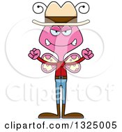 Poster, Art Print Of Cartoon Mad Pink Butterfly Cowboy