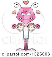 Clipart Of A Cartoon Mad Pink Butterfly Valentines Day Cupid Royalty Free Vector Illustration