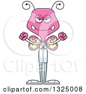 Clipart Of A Cartoon Mad Pink Butterfly Doctor Royalty Free Vector Illustration