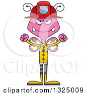 Poster, Art Print Of Cartoon Mad Pink Butterfly Firefighter